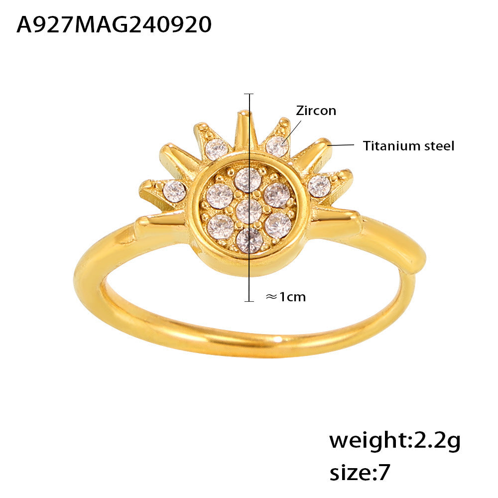 Sun or Moon Cubic Zirconia Open Ring