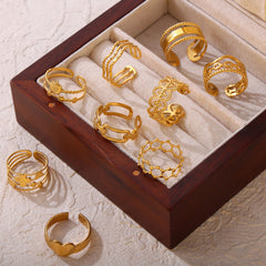 Openwork Geometric Stainless Steel Rings