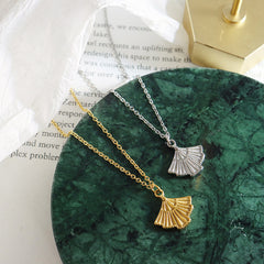 Pleated Fan Pendant Necklace