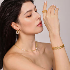 18K Gold-Plated Beaded Open Ring