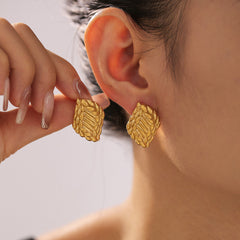 18K Gold-Plated Wheat Texture Earrings