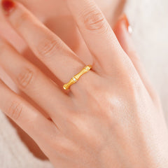 Nicolette Dainty Pavé Bamboo Adjustable Ring