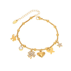 Gold-Tone Cubic Zirconia Charm Bracelet or Anklet