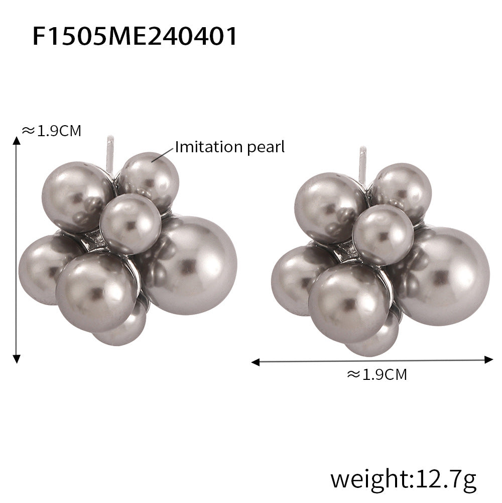 Clustered Shell Pearl-Look Stud Earrings