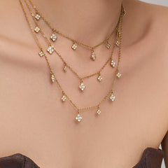 18K Gold-Plated Cubic Zirconia Clover Necklaces