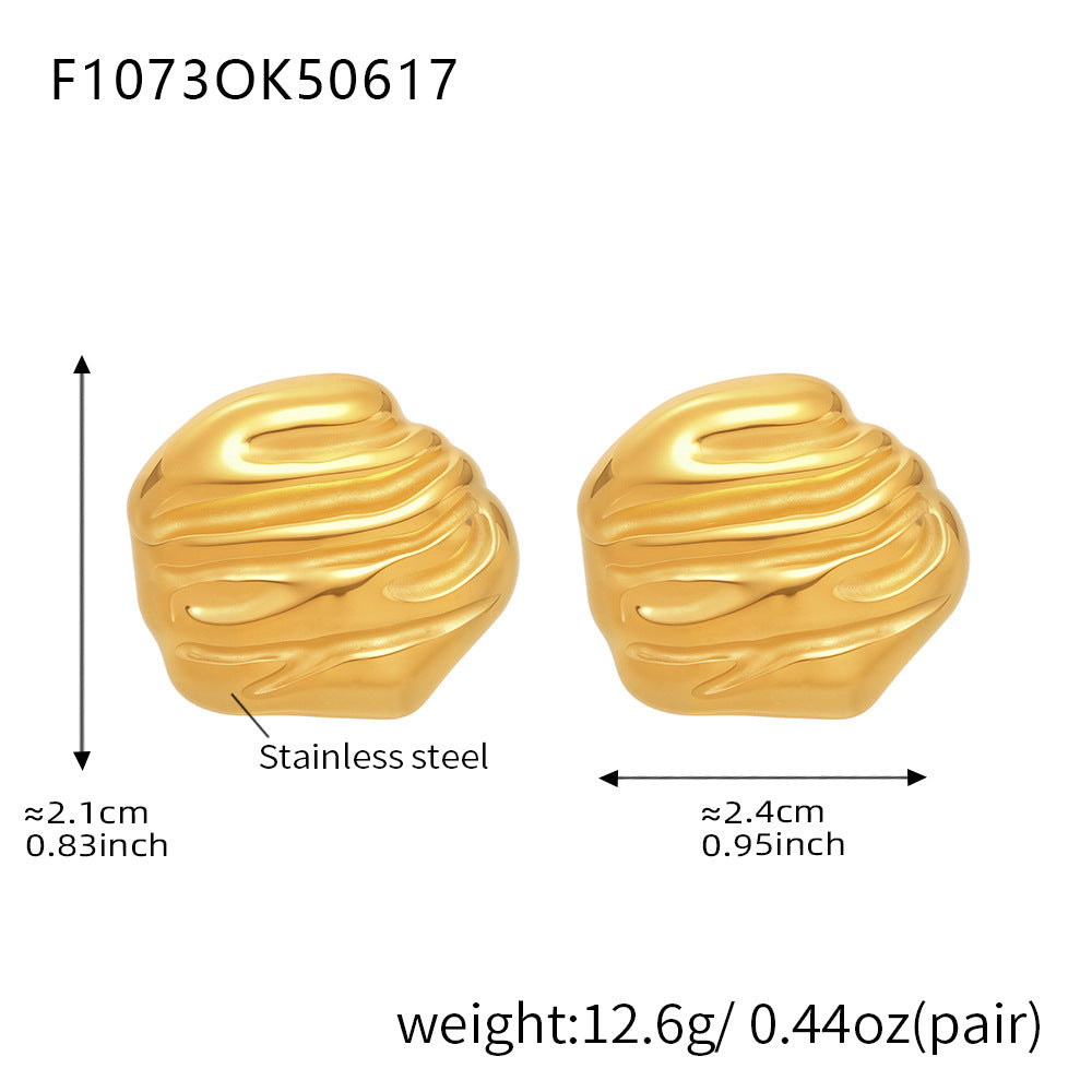 18K Gold-Plated Textured Organic Stud Earrings