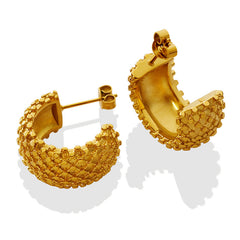 Textured Crosshatch Hoop Earrings