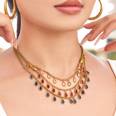 18K Gold-Plated Cubic Zirconia Drop Charm Necklace