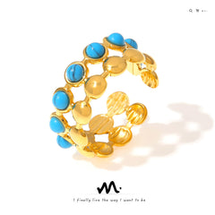 Blue Stone Accent Open Ring