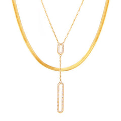 18K Gold-Plated Rectangle Pendant or Flat Chain Necklace
