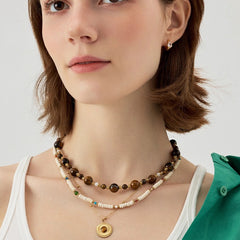 Nicolette Vintage-Inspired Tiger-Eye Layered Necklace