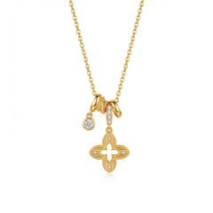 Nadine Openwork Pavé Clover Necklace