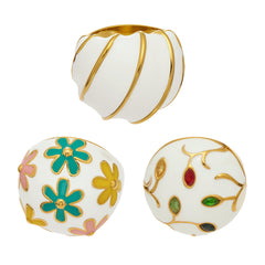 Gold-Tone Enamel and Mother-of-Pearl Ring Designs