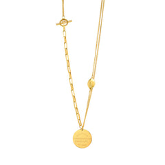 18K Gold-Plated Layered Coin Pendant Necklaces