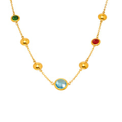 Faceted Glass Round Station Necklace
