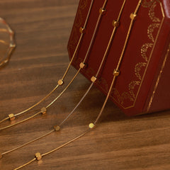 Layered Bead Station Fine Chain Necklace