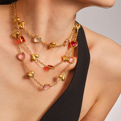 18K Gold-Plated Heart Glass Necklace, Bracelet or Earrings