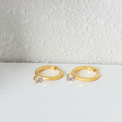 Cubic Zirconia Accent Hoop Earrings