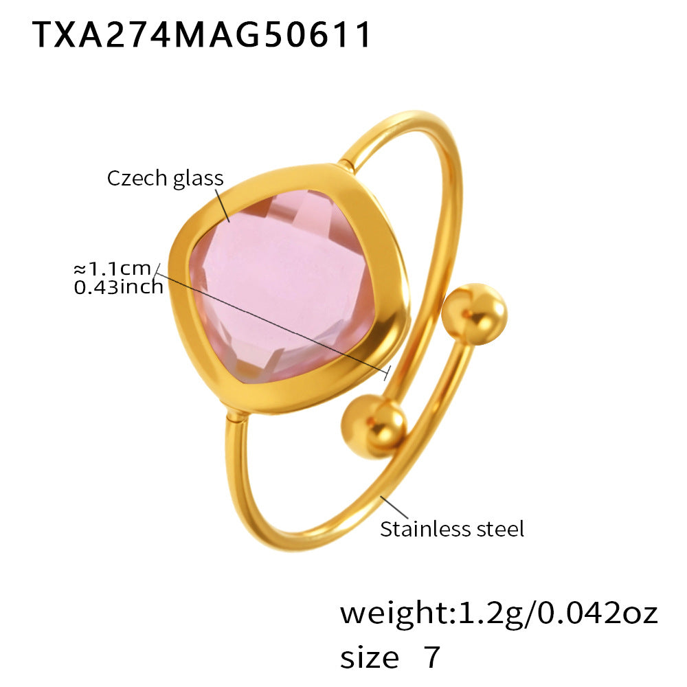 Colored Glass Geometric Open Ring