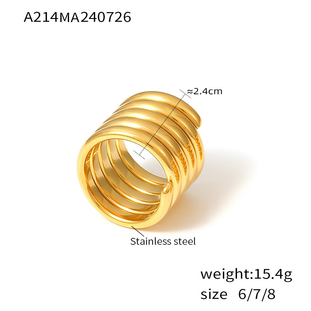18K Gold-Plated Wrapped Multi-Row Ring