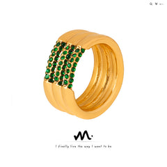 Multi-Band Rhinestone Accent Stainless Steel Ring
