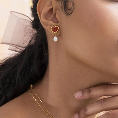 Nadine Pearl Heart Stud Earrings
