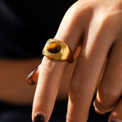 Tiger Eye Oval Statement Ring