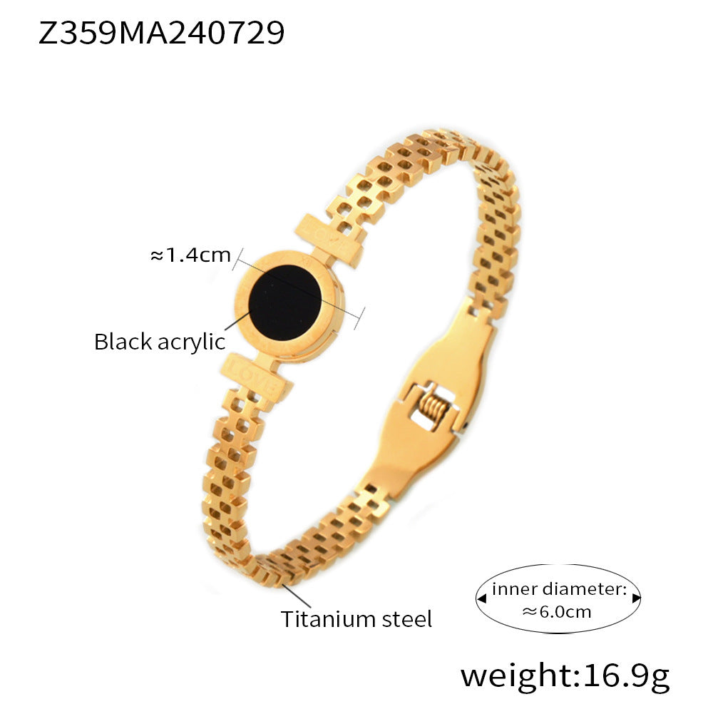 18K Gold-Plated Round Inlay Bracelet