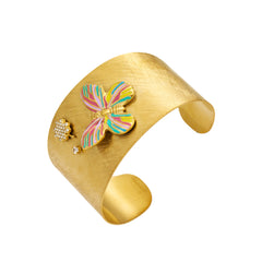 18K Gold-Plated Enamel Butterfly Wide Cuff