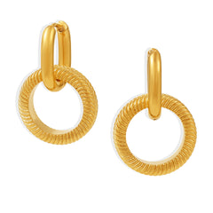 Textured Double-Circle Drop Earrings