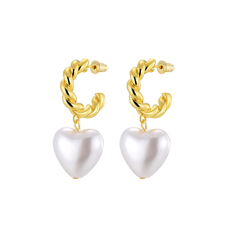 Nicolette Vintage-Inspired Pearl Heart Stud Earrings