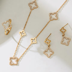 18K Gold-Plated Open Clover Necklace, Earrings or Ring