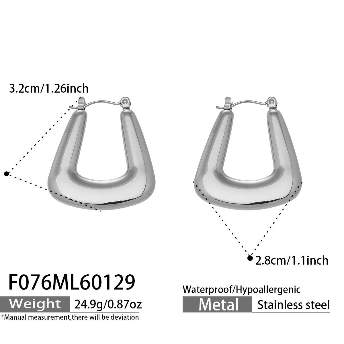 Polished Geometric Stainless Steel Hoop Earrings