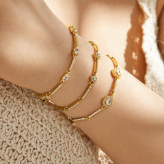 Geometric Cubic Zirconia Station Chain Bracelet