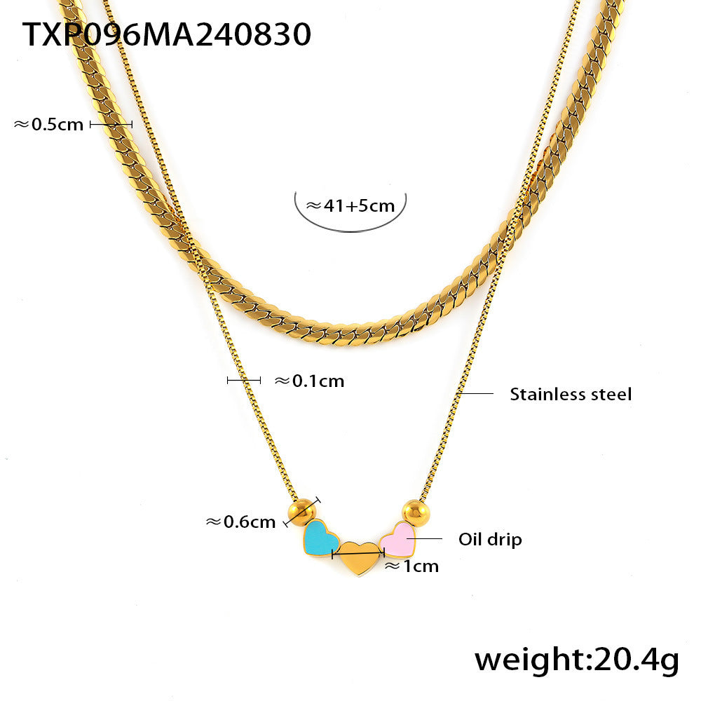 Colorful Enamel Heart Layered Necklace or Bracelet