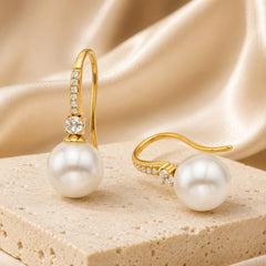 Cubic Zirconia & Shell Pearl-Look Drop Earrings