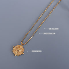 Textured Medallion Pendant Necklace