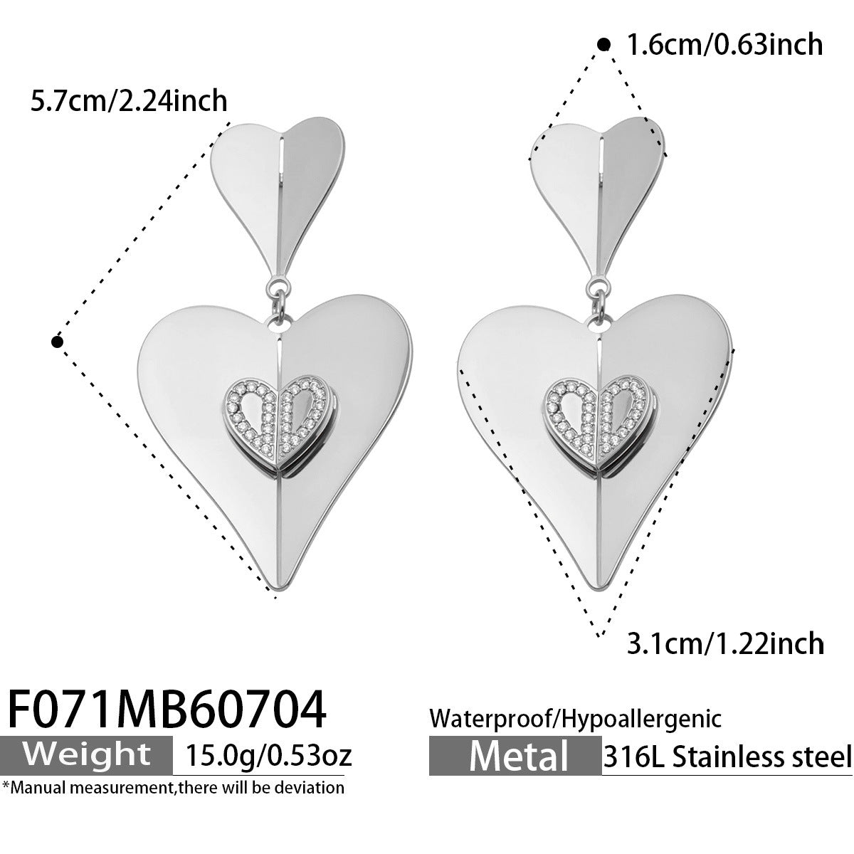 18K Gold-Plated Cubic Zirconia Heart Drop Earrings