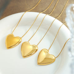 18K Gold-Plated Smooth Heart Pendant Necklace