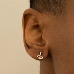 Camille Minimalist Pavé Snake Stud Earrings