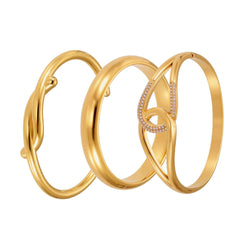 18K Gold-Plated Geometric Open Bangle Bracelets