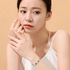 Marielle Vintage-Inspired Malachite Clover Bracelet