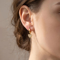 18K Gold-Plated Heart Charm Hoop Earrings