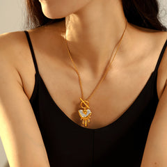 Heart Charm Toggle Pendant Necklace