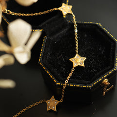18K Gold-Plated Star Cubic Zirconia Necklace or Bracelet