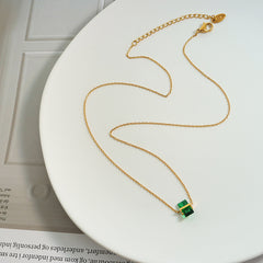 Birth Month Color Geometric Pendant Necklace