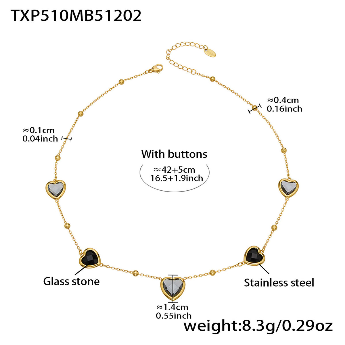 18K Gold-Plated Faceted Glass Heart Jewelry