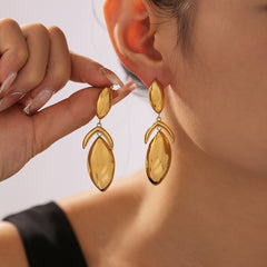 18K Gold-Plated Geometric Leaf Drop Earrings