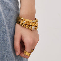 18K Gold-Plated Twisted and Sparkling Bangle Designs