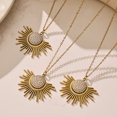 Sunburst Cubic Zirconia Pendant Necklace